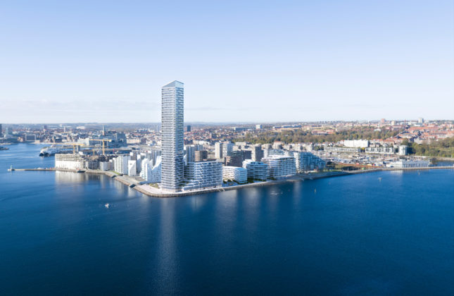Ny bygges Lighthouse-tårnet på Aarhus Ø. Visualisering: 3XN.