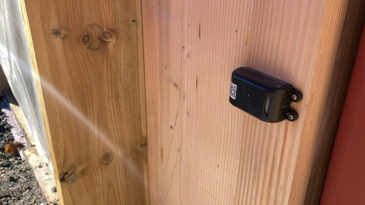 Monteret sensor fra Woodsense. Foto: Mathias Vilhelmsen.