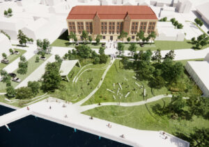 Kondensens Forhave på havnen i Nykøbing Falster. Visualisering: C.F. Møller Architects.
