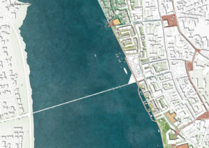 Illustration af helhedsplanen for havnen i Nykøbing Falster.