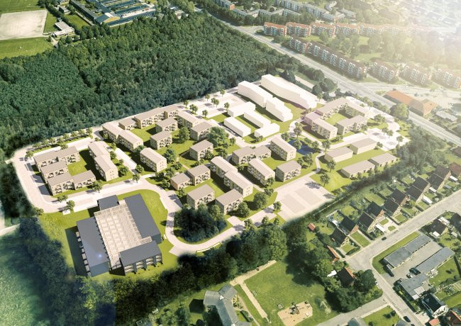 Heimstaden bygger over 300 boliger i Odense. Visualisering: Arkitema.