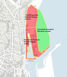 En ny strandpark skal anlægges i Nexø. Illustration: Bornholms Regionskommune.